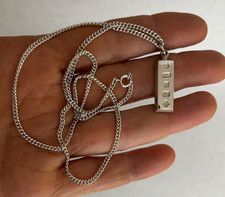 Y2K  VINTAGE STERLING SILVER INGOT PENDANT & CURB CHAIN  1/4oz unisex 2000 Carr