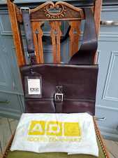 ADOLFO DOMINGUEZ DESIGNER DARK WALNUT LEATHER MULTI-ORG. SATCHEL BAG ~ CHRISTMAS