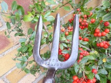 Vintage BRADES hand Fork Garden  Tool With long Wood Handle, No 639
