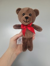 George At Asda Small Brown Red Bow Ribbon Mini Teddy Bear Soft Toy Cuddly 7”