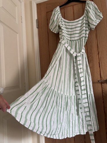 Monsoon white green stripe - white,