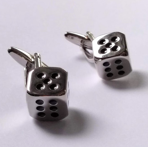 Silver tone dice cufflinks - silver,