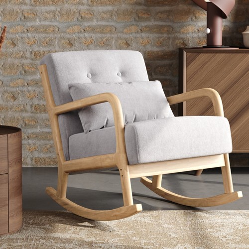 Grey linen rocking chair - rocking,