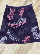 White Stuff Skirt Purple Velvet A-Line Feather Embroidered UK 12 excellent