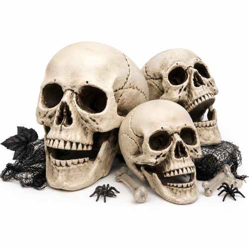 Realistic halloween skull head - realistic,