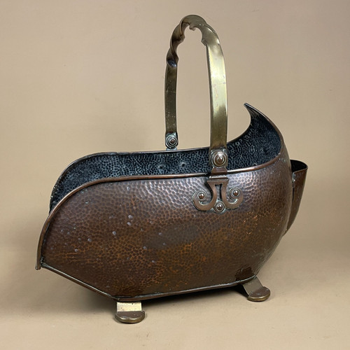 Copper coal bucket antique - copper,
