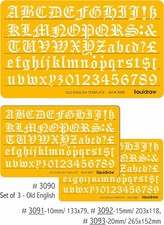 Old English Letter Stencils Set of 3 (10mm, 15mm & 20mm), Lettering Templates