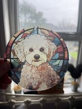 Maltese/Bichon/ Poodle Dog  Stain Glass Effect Sun Catcher, Gift Ideas