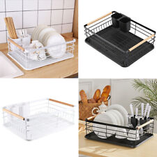 New Large Kitchen Sink Dish Drainer Rack with Drip Tray and Plate Cutlery Holder