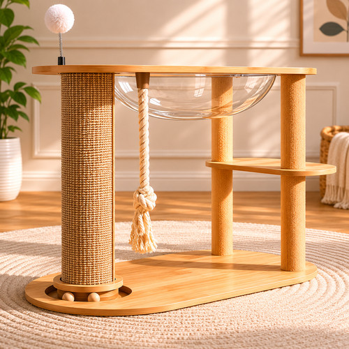 Cat climbing tower - cat, scratching