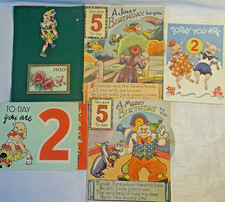 Vintage Children's Birthday Cards inc Revolving Snow White Dwarfs 1950 Calendar