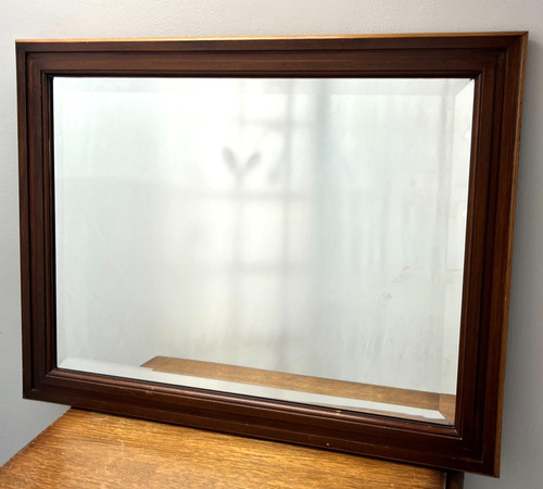 Vintage wooden framed bevelled - framed,