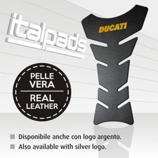 Black genuine leather tank pad