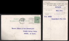 1916 KGV Rivet Bolt Nut Coy Ltd Glasgow Machine Cancel Postcard