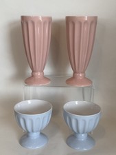 Ceramic Sundae Retro Ice Cream Dessert Dishes /Milk Shake Glasses Pastel