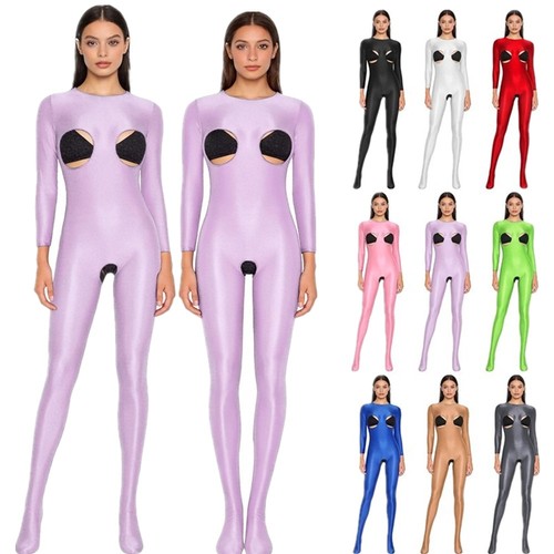 Women wetlook pvc bodysuit - uk,
