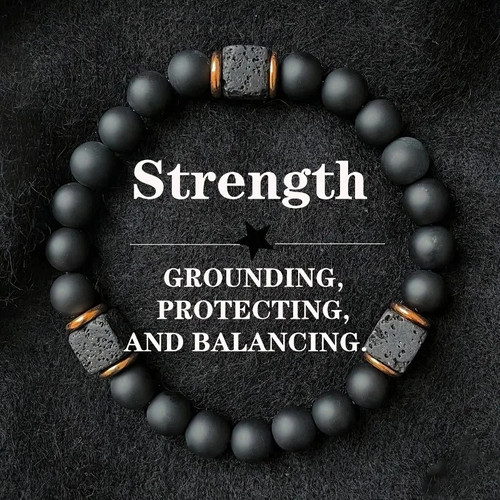 Men volcanic stone bracelet - men's,