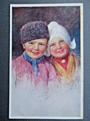 Postcard dutch children 1912 - dutch,