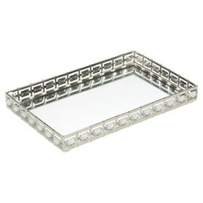 Round or Rectangle Silver Mirror Tray Candle Centrepiece Decorative Xmas Gift
