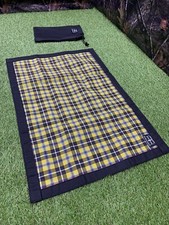 Medium Wax canvas sit mat,carry bag,Black wax canvas,Cornish Tartan