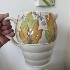 Clarice Cliff Newport pottery leaf and berry jug/pitcher 8 inch tall 