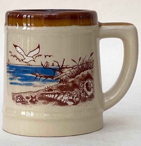 Vintage stoneware mug coastal - stoneware,