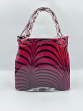 Large Laguna Art Glass Handbag Vase, Made In Italy. Perfect Condition