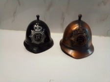 2 Police Helmet Handbells British 'Bobby' Metropolitan Police QEII Emblem Helmet