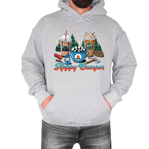 Happy camper mens hoodie retro - happy,