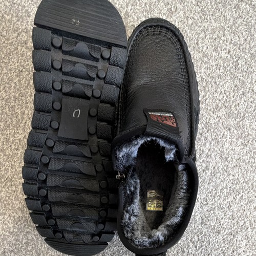 Men black leather moccasin - black,