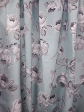 Catherine Lansfield  66"W 72"D pair Duck Egg Blue floral lined curtains CG S51