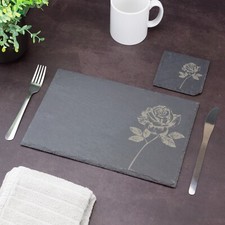 Rose slate placemat coaster - rose,