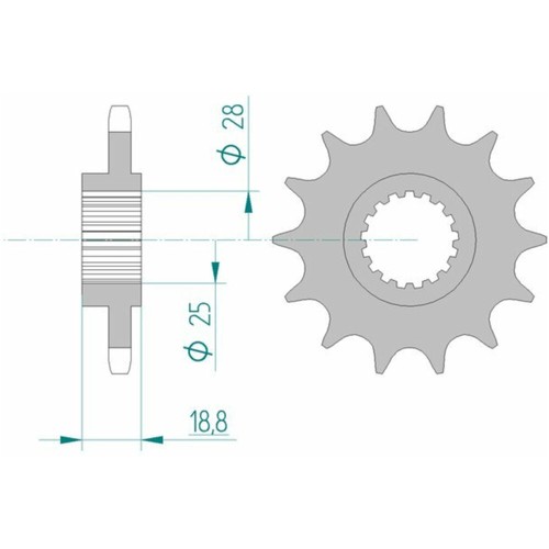 Standard steel front - steel, sprocket