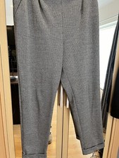 Ladies Smart Fine Dog Tooth Trousers Size 12, With Classy Turnip At The Hem 