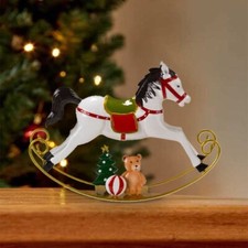 Christmas Rocking Horse Ornament Decorative Xmas Figure Festive Home Decor Metal