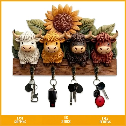 Rustic wooden highland cow - highland,