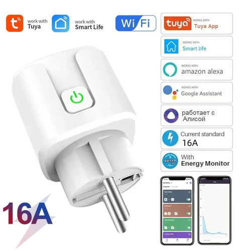 Tuya wifi smart plug 16a - wifi, eu
