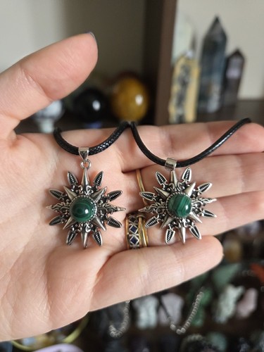Malachite sun necklace - malachite,