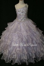NEW* Little Rosie Girls Glitz Long Pageant Dress LR2017 Lilac 10 $550 Ruffles!