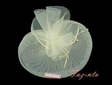 Gauze Hat Head Clip Fascinator Red  Cream White Wedding Occasion