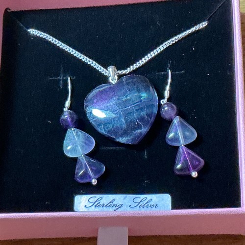 Fluorite heart pendant - heart, chain
