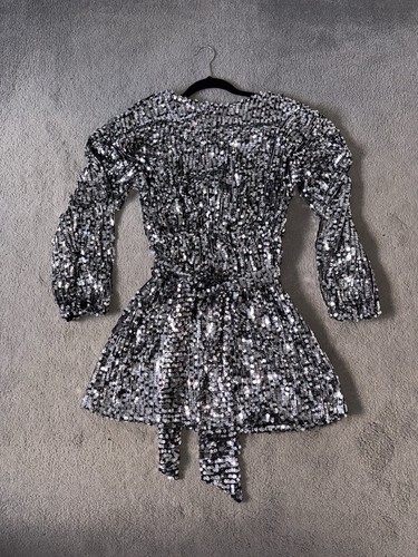 Zara silver belted sequin - silver, mini