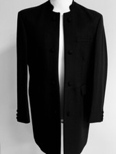 Black Herringbone Nehru Collar Jacket Ex Hire Formal/Races/Wedding 36" - 46"