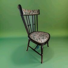 Spindle Back Country Cottage Chair Embroidered Seat Vintage Chair Dark Oak
