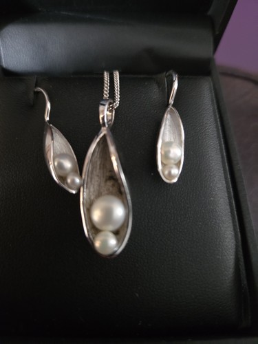 Silver jewelry set freshwater - silver,