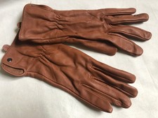 PRIMARK Womans Light Brown Real Leather Longer Wrist Gloves Size M