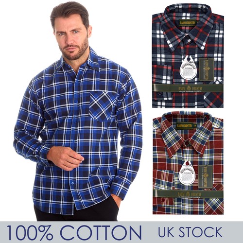 Mens flannel 100 checked long - flannel, 100%