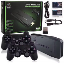 Wireless HDMI 4K TV Game Stick Console Built-in 64GB 20000 Games 2 Gamepad