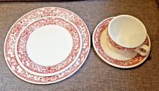SALE: Retro Royal Doulton's Steelite "Athol" Red & white TEA SET  items; Vintage