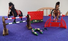 Chestnut Ridge Show Jumping. 2 Flocked ponies, 3 jumps, head band and garland.